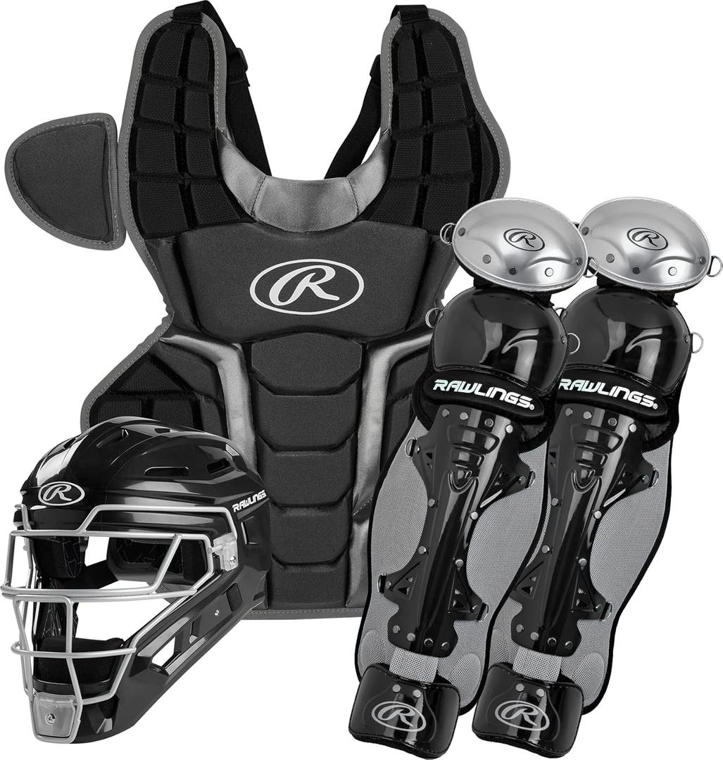 Rawlings | RENEGADE 2.0 Catcher's Set | Baseball | NOCSAE Certified | Intermediate Ages 12-15 | Black/ Silver
