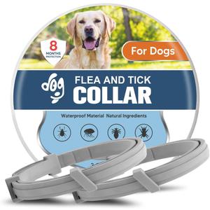 Flea Collars for Dogs, Tick Collar for Large Dogs, Adjustable Dog Flea Collar with 8 Months Prevention, Comfort Fit for Large Dog-2 Pcs