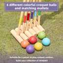 ApudArmis 32In Six Player Croquet Set with Deluxe Premiun Pine Wooden Mallets,Colored Ball,Wickets,Stakes - Lawn Backyard Game Set for Adults/Teens/Family (Large Carry Bag Including)