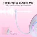AOC Wireless Gaming Headphones with USB-C for PS5/4, Nintendo Switch, PC, Bluetooth 5.4 & 2.4GHz Gaming Headset with Noise Canceling Mic, RGB, 20ms Latency, 45H, 7.1 Virtual Surround- Pink