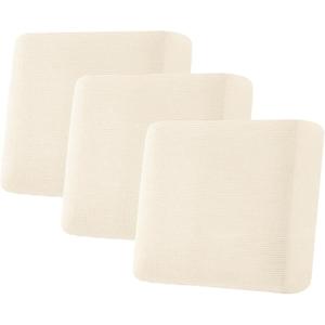 H.VERSAILTEX Super Stretch Individual Seat Sofa Covers Couch Slipcover Sets Thick Jacquard Textured Twill Fabric (3 Piece XL Sofa Cushion Covers, Natural)