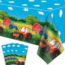 4 Pack Tractor Tablecloth Tractors Party Table Covers Farm Table Cloth Barnyard Theme Plastic Rectangle Tablecloth Tractor Birthday Party Decorations Farm Themed Birthday Supplies 86 x 51 Inch