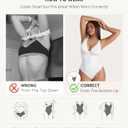 FeelinGirl Shapewear Bodysuits for Women Tummy Control Body Suits Deep V Neck Thong Body Shaper, White, XL
