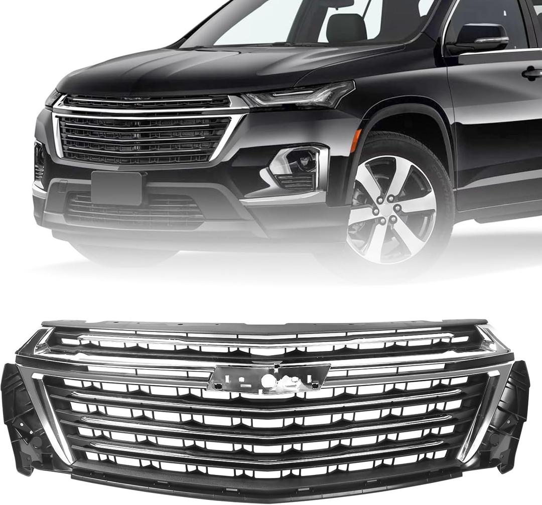 JOLONG Front Upper Grille for Chevrolet Traverse 2022-2023 Replacement for 87830141 (Chrome)