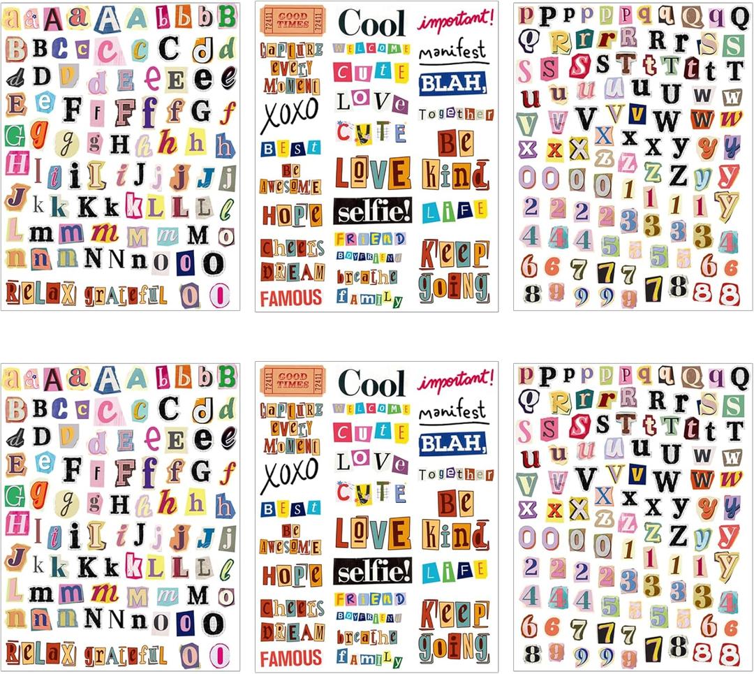 Magazine Letter Stickers Vintage Scrapbook Letters Stickers Small Ransom Alphabet Sticker for Scrapbooking Supplies Journaling Laptop Water Bottle DIY Crafts Junk Journal (letter434)