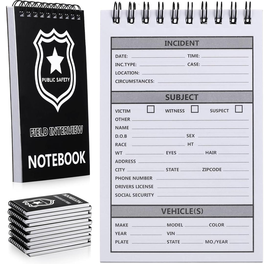 Teling Public Safety Police Field Interview Notebook Report Notepad for Law Enforcement Officer Gifts Ticket Book Notebook Cop Interview Equipment Accessories, 70 Sheets/ 140 Pages(3x5 Inch)  Pcs
