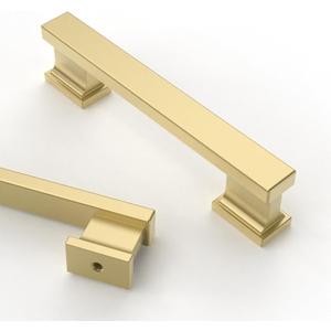 Asidrama 10 Pack 3.75 Inch(96mm) Brushed Gold Kitchen Cabinet Handles, Cabinet Pulls Kitchen Cabinet Hardware for Cupboard Drawer Pulls
