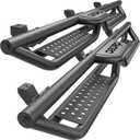 Two-Stairs Running Boards Compatible with 2018-2026 Jeep Wrangler JL 4 Doors, 6" Side Step Rails Coated Black Carbon Steel Nerf Bars