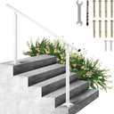 VEVOR Outdoor Stair Railing Kit, 5 FT Handrails 0-5 Steps, Adjustable Angle White Aluminum Stair Hand Rail for The Elderly, Handrails for Outdoor Steps