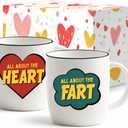 Triple Gifffted Anniversary Mugs for Couples - Pop Art Funny Fart Gag Gifts - 13oz Ceramic Coffee Cups in Gift Box - Idea for Valentine's Day Christmas Wedding - Boyfriend Girlfriend - Husband Wife