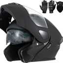 Modular Motorcycle Helmets, DOT Approved Flip up Dual Visor Full Face Helmet for Men Women, ATV UTV ADV Four Wheeler Street Bike with Gloves Mask | Dual Visor, Full Face Helmet for ATV UTV ADV Four Wheeler Street Bike with Gloves Mask, Small