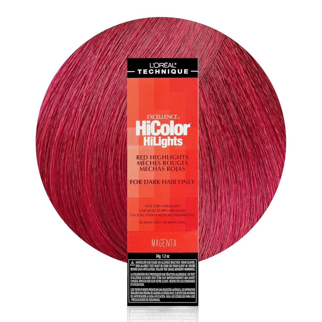 L'Oral Technique HiColor Blonde HiLights Permanent Hair Color For Dark Hair - Intense Blonde Highlights, No Pre-Lightening Required, No-Drip Crme and Color Resists Fading (1.2 Ounce (Pack of 1), Magenta)