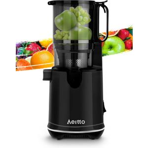 Aeitto Max5 Juicer Machines,Cold Press Juicer with 5.3 Extra Large Feed Chute for Whole Fruits & Vegetables, Juice Extractor Machine, Self Feeding, Easy to Clean, High Juice Yield, Black