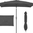 JEAREY 6.5x10 ft Rectangular Patio Umbrellas Rectangle Outdoor Umbrella with Push Button Tilt and Crank, Market Table Umbrella 6 Sturdy Ribs UV Protection for Poolside Garden Backyard Deck, Gray