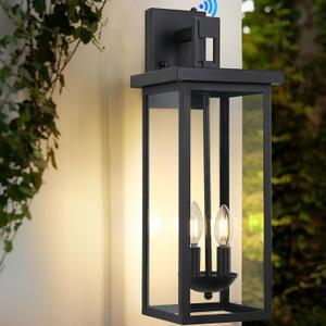Large Exterior Lighting Fixtures Modern Wall Lantern,Outdoor Wall Lights with Clear Glass Shade,Outdoor Lamps for Patio Porch,Waterproof Outside Exterior LightsDusk to Dawn 22IN-1 Pack