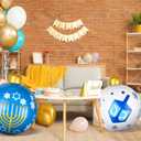 4 PCS Hanukkah Ornament Balls 24 Inch Large Inflatable Hanukkah Decorations White and Blue Menorah Decorations for Yard Garden Indoor Outdoor Holiday Decoration (4)