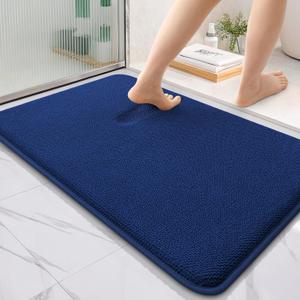 OLANLY Thick Memory Foam Bath Mat Rug 36x24, Extra Soft Absorbent Bathroom Rug, Quick Dry Bath Mats, Non-Slip, Machine Washable Carpet for Bathroom, Tub and Shower, Home Decor Accessories, Navy (36" x 24")