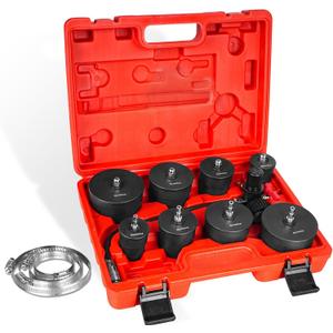 BILITOOLS Turbo Boost Leak Tester Kit, 10-Piece Turbo System Leakage Tester Kit with T-Bolt Hose Clamps to Prevent loosening and 4 Pairs of Stepped Adapters 1-3/8" to 3-1/2". BILITOOLS Turbo Boost Leak Tester Kit, 10-Piece Turbo System Leakage Tester Kit with T-Bolt Hose Clamps to Prevent loosening and 4 Pairs of Stepped Adapters 1-3/8" to 3-1/2".