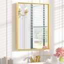 Keonjinn Gold Bathroom Vanity Mirror 24 x 32 Inch, Rectangular Wall Mirror, Aluminum Alloy Metal Frame Rectangle Modern Farmhouse Mirrors, Square Corner Framed Mirrors for Bathroom Sink