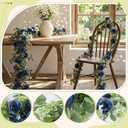Riceshoot 4 Pcs 26 ft Artificial Eucalyptus Vines Garland with Flowers Faux Floral Greenery Garlands Rose Wreath for Wedding Party Arch Table Decor Backdrop Decorations (Dusty Blue)