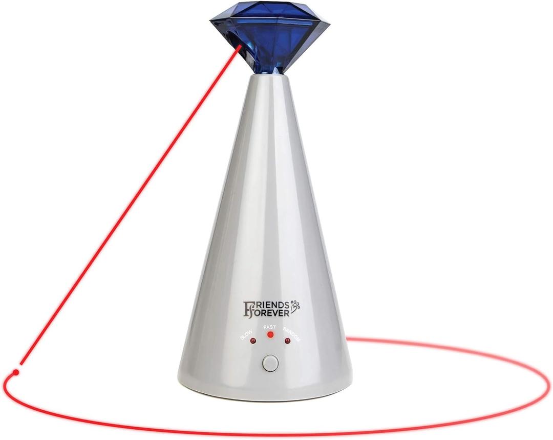 Friends Forever Interactive Laser Cat Toy - Automatic Rotating Laser Pointer for Cool Cats, Electronic Toys for Stimulating Exercise, Battery Powered Auto Lazer, 3 Speed Mode, Blue
