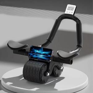 Bersauji 2025 New Ab Roller Wheel with Knee Mat &Timer, Automatic Rebound Abdominal Wheel, Ab Abdominal Exercise Roller with Elbow Support, Abs Workout Equipment Ab Exercise Roller for Women Men (Black)