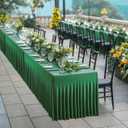 Besutolife Emerald Green Spandex Tablecloth 6ft Rectangle Table Skirt Stretch Table Cloth for Banquets Parties Wedding Dining Table