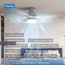 Passky Ceiling Fans with Lights, 52 inch Low Profile Ceiling Fan with Pull Chain and Remote Control, Flush Mount, Reversible, 5CCT, Dimmable, Noiseless, Nickel Pull Cord Ceiling Fan for Bedroom