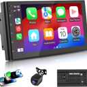 7-Inch Double Din Car Stereo with Wireless CarPlay & Android Auto, Bluetooth, GPS Navigation, Backup Camera, Android OS, 2G+32G, for Toyota Ford Chevrolet Honda Dodge