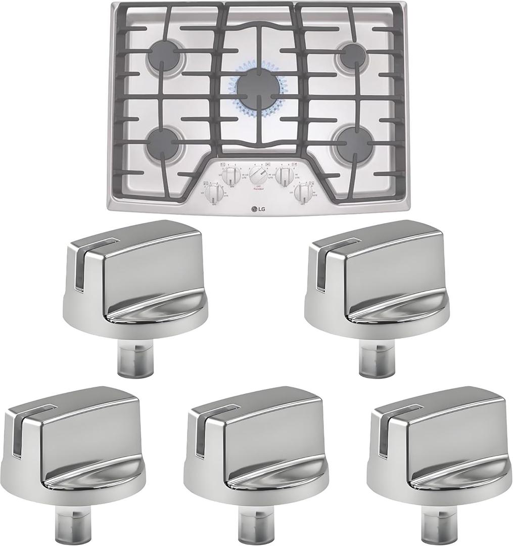 5 Pack AEZ73293801 Burner Control Knob Replacement,Compatible with LG Range/Stove Gas Cooktop,Burner Control Knob Assembly Replaces EBZ60710601,2025031,AH3639420,EA3639420,AP5594929,PS3639420