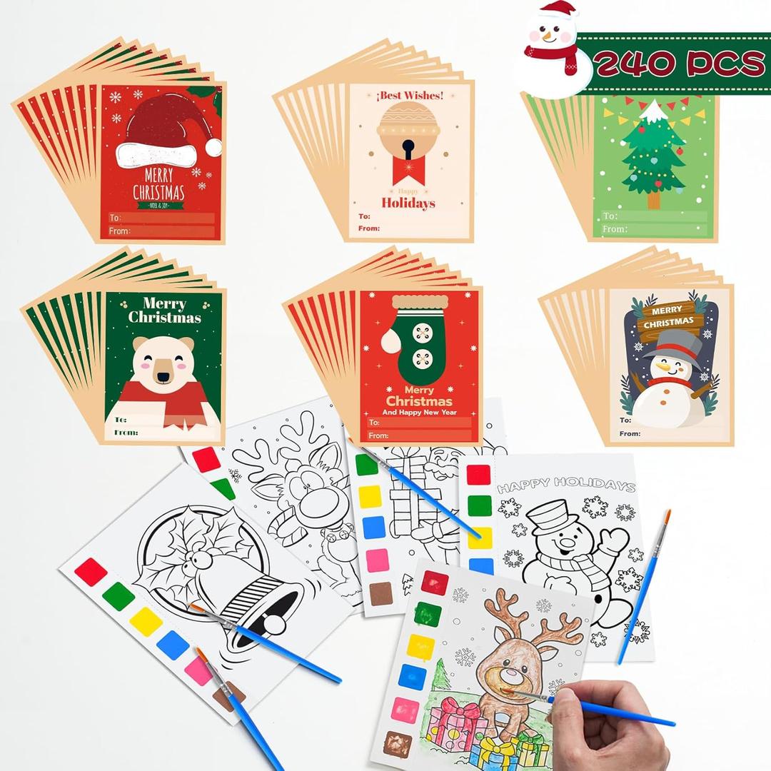 Christmas Party Favors for Kids 30 Pack Christmas Watercolor Coloring Books with Xmas Cards Christmas Craft for Girls Boys Stocking Goodie Bag Stuffers Classroom Prizes Gifts School Party Supplies