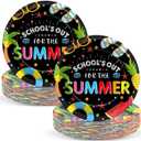 48Pcs School's Out for The Summer Party Plates for End of School Year Party Decorations Summer End of School Disposable Dessert Plates School's Out Themed 7 Inch Decors for Graduation Party Supplies