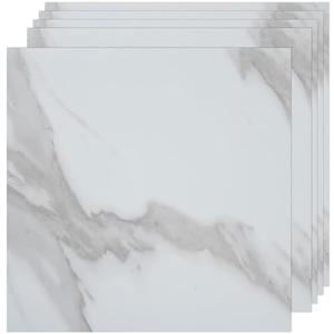 VallisCo 30-Pack Peel and Stick Vinyl Floor Tiles, 12"x12" Self-Adhesive Waterproof Peel and Stick Flooring Planks DIY for Bathroom, Kitchen, Living Room, Cover 30 Sq. Ft White