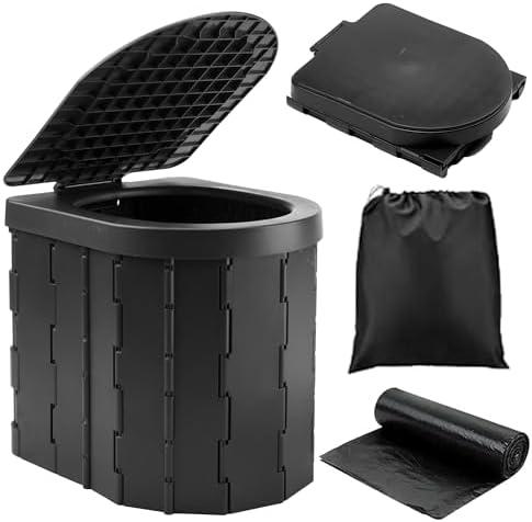 KINSPORY Camping Toilet, Portable Toilet for Adults & Kids, Foldable Potty & Outdoor Emergency Sanitation Products, Trash Can, Stool for Car Truck Camping Travel Hiking Fishing Long Trips