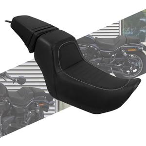 Motorcycle Front Driver Rider Seat Rear Passenger Pillion Seat Cushion Leather One-Piece Seat Fit For Harley Nightster RH975 RH975S 2022-up (Black)