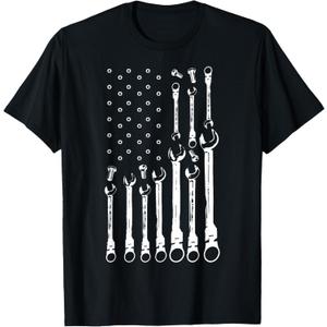 Mechanic Flag American Patriotic Flag Car Mechanic USA Flag T-Shirt (Small, Black)