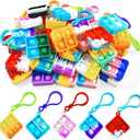 100 Pack Square Pop Fidget Keychain Pop Fidget Toys Bulk Party Favors for Kids 4-8,8-12 Years, Goodies Bag Stuffers Bulk, Gift for Kids, Boys, Girls