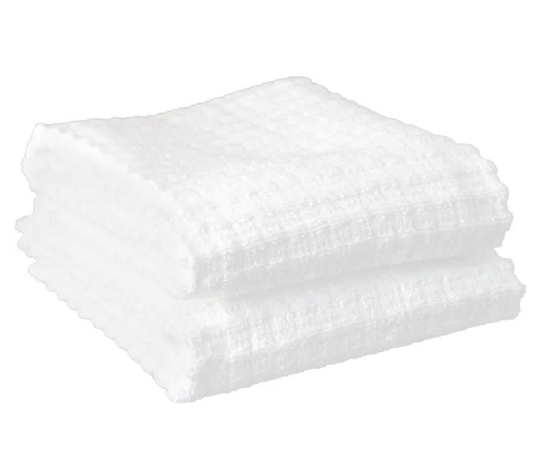 Ritz Royale Collection 100% Combed Terry Cotton, Highly Absorbent, Oversized Kitchen Towel Set, 28" x 18", 2-Pack, Solid, White