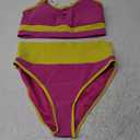 ANRABESS Women High Waisted Bikini Sets Color Block Summer Beach Vacation 2 Piece Bathing Suit Tummy Control Ribbed Swimsuit Large, Rose Yellow 