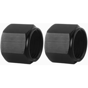 HZEL 10AN Car Flare Cap Block off Fitting Plug, 2PCS Aluminum Alloy Swivel Female Flare Cover for Blocking off Fuel Line E85, Hex Head Nut Port Adapter, Universal Automotive Accessories (Black) (0.98 x 0.83 inches)