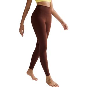 RUNNING GIRL High Waisted Leggings for Women, Seamless Full Length Buttery Soft Yoga Pants for Women, No Front Seam (Brown, S)