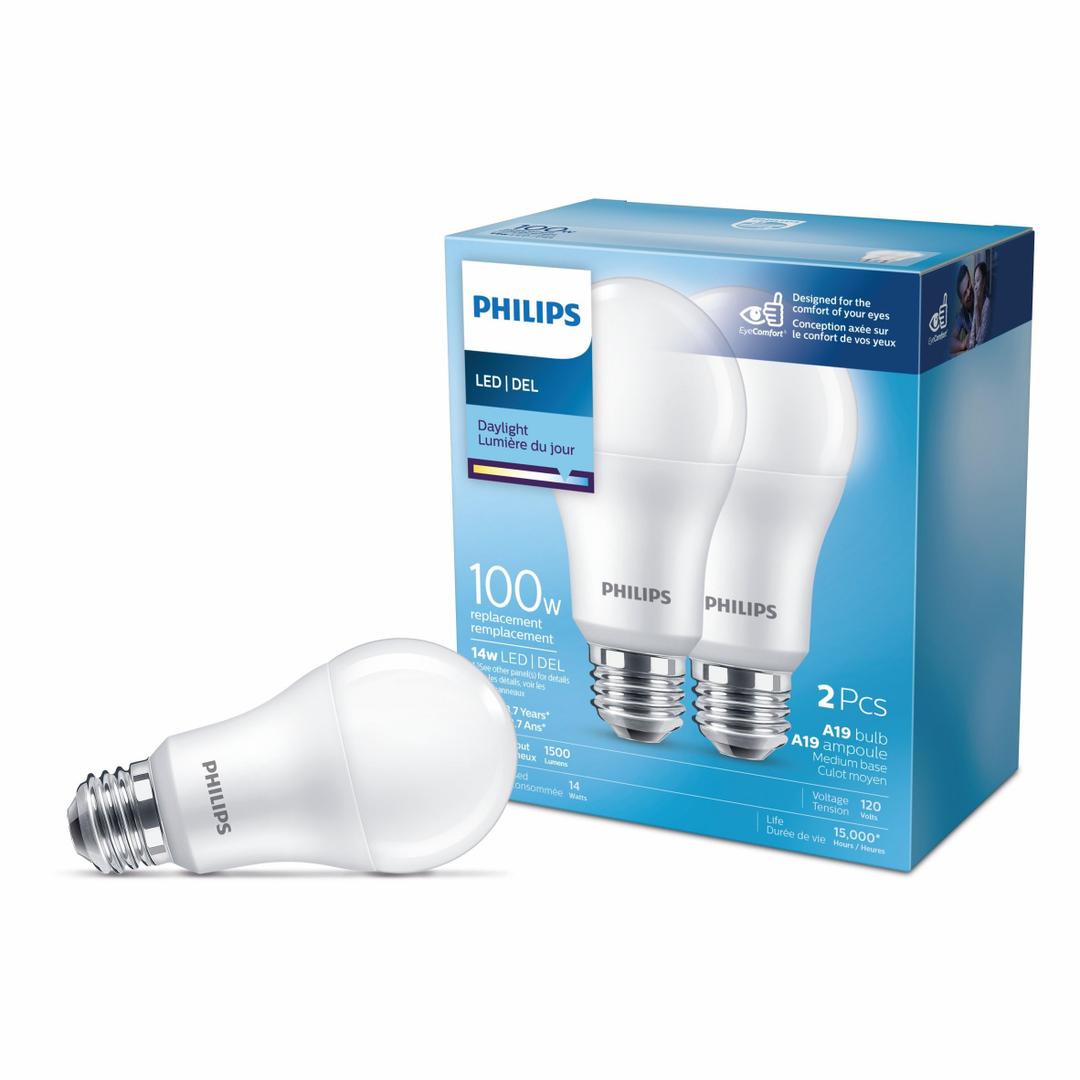 DI Phillips Led 100W A19 DL 2Pcs in 1 Pack, 4 Pcs In Total