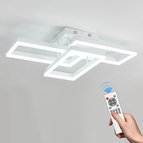 ASGYISA Modern LED Ceiling Light White Flush Mount Ceiling Light Fixture 3000K-6000K with Remote Control Dimmable Chandelier for Living Room Dining Room Kitchen Bedroom, L-1295