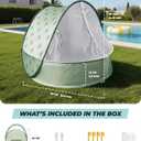 Baby Beach Tent with Pool, 3-in-1 Upgrade Pop Up UPF 50+ Sun Protection Shelter with Mosquito Net Babies Toddlers Portable Outdoor Summer Essentials for Beach, Backyard, Indoor- Green Leaves