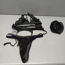 popiv Women's Sexy Lingerie Set with Garter Belt Matching Bra and Panty Lingeries Sets 4 Piece (Medium, Black)