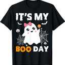 Its My Boo Day Halloween Birthday Ghost Pink Bow Girls T-Shirt 3XL