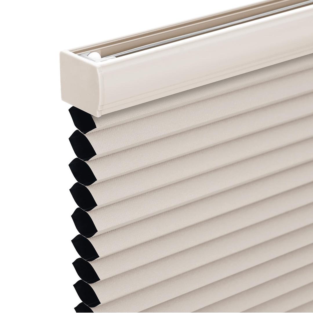Changshade Cordless Cellular Shades,Blackout Honeycomb Shades for Windows,Pull Down Pleated Blinds,Easy to Install for Indoor Windows and French Doors,Beige Blackout-Color Coordinated,39" w x 64" h