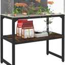 20 Gallon High Rimless Fish Tank Stand with Shelf for Storage, 2 Tiers Metal Aquarium Stand, Breeder Tank Turtle Reptile Terrariums Stand Rack for Home Office, 24" L x 12" W x 20.5" H, Black