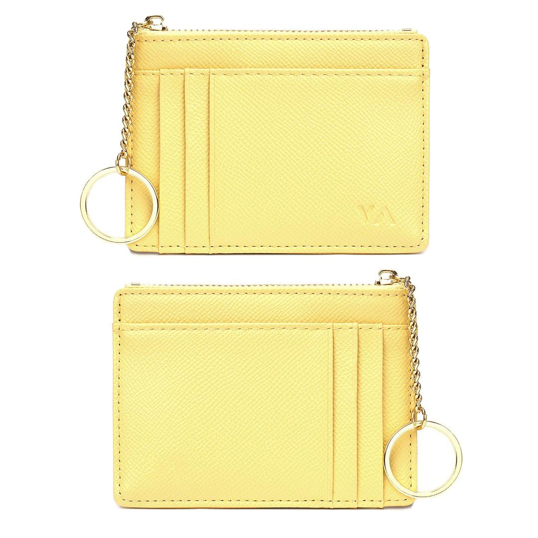 Valentoria Slim RFID Blocking Card Holder Small Pocket Wallet Keychian Zipper Coin Purse Mini Cash & Coin & Cards Case for Women Men