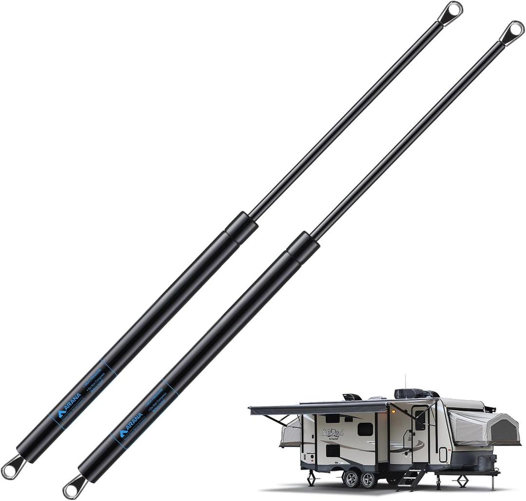 ARANA 260282 RV Awning Gas Struts, 24 inch Gas Struts, 124 to 140Lbs Lift Support Compatible with Solera Power RV Camper Awning Arms Domtic Weather Pro Awning, Set of 2